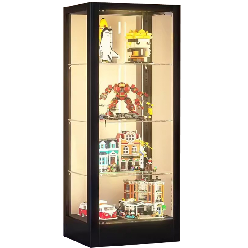 晋舰 透明展柜手办展示柜带灯玻璃柜模型陈列柜单门四层600*400*1600mm