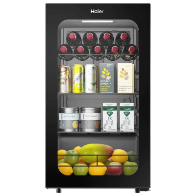 海尔(Haier)冰吧办公室小冰箱92L容量 立式冷藏柜透明玻璃门茶叶冷藏保鲜柜小型饮料柜 LC-92LHESD1