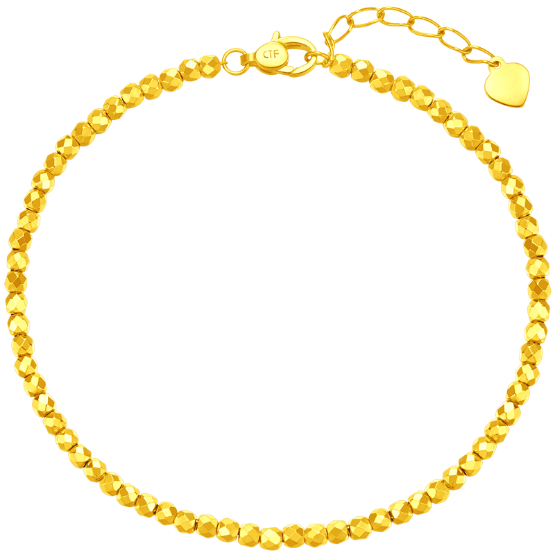 周大福珠宝首饰几何珠足金5G黄金手链计价(工费:520元) EOF652送礼