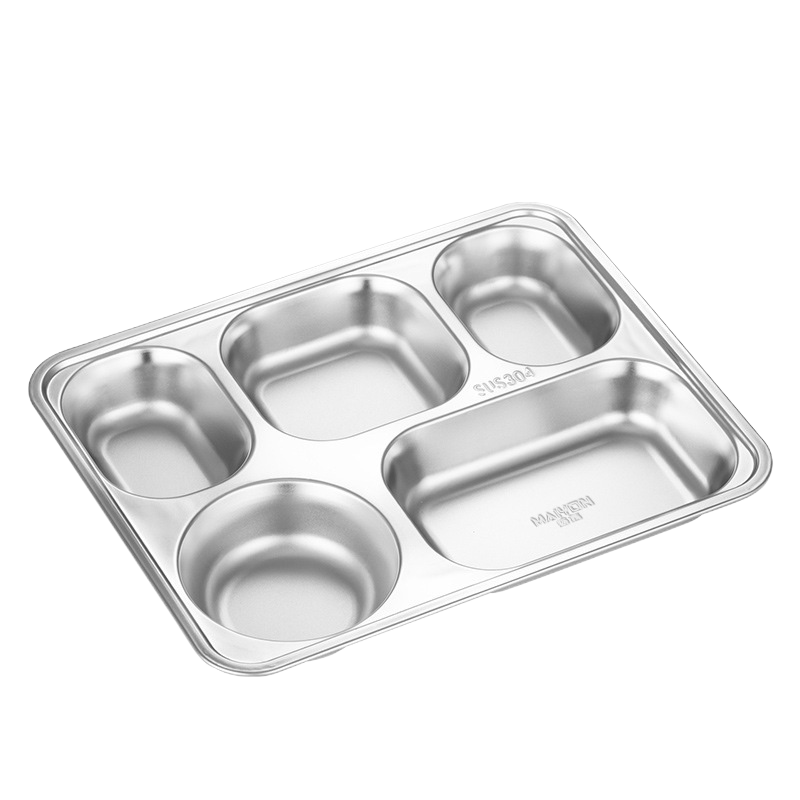 迈援 餐盘 304不锈钢 浅款大五格 个