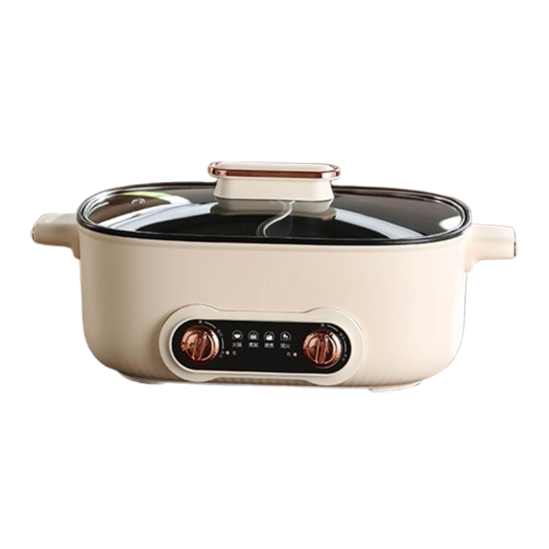 纳丽雅(Naliya)鸳鸯锅火锅家用多功能一体成型蒸煮煎炒烤肉电火锅电煮锅宿舍电锅_8.5L鸳鸯方锅5-8人