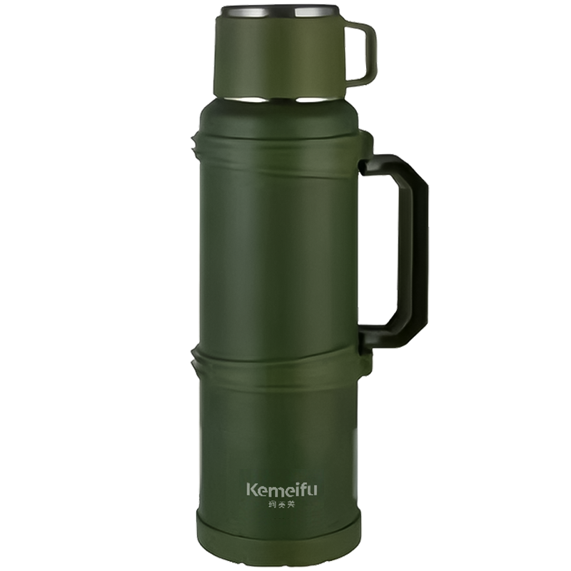 珂美芙 便携304不锈钢大容量手提保温壶 绿色1200ml 个