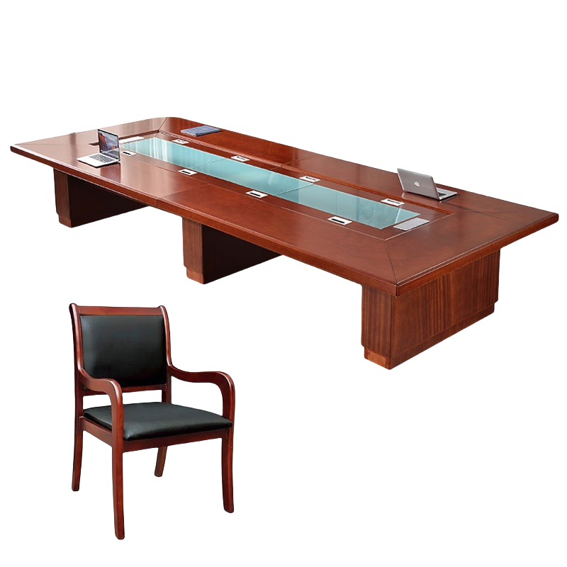 豫庄德大型会议桌3.5m+12将军椅套