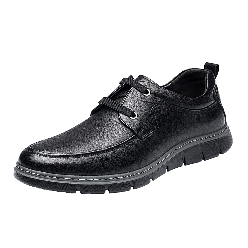 奥康男鞋春秋圆头皮鞋男士牛皮商务休闲鞋系带低帮工作鞋单鞋男
