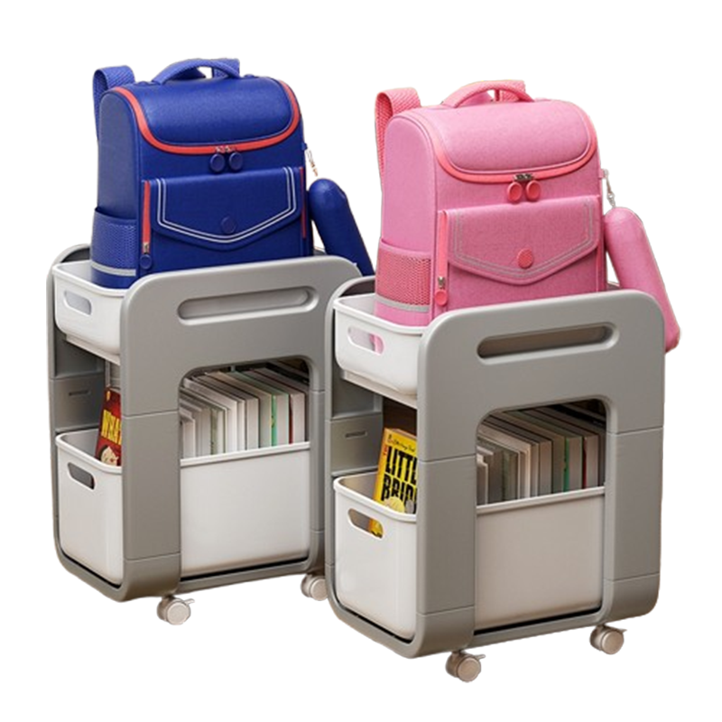 邦可臣桌下书包置物架多层收纳架零食办公室宿舍分层移动小推车书本书架