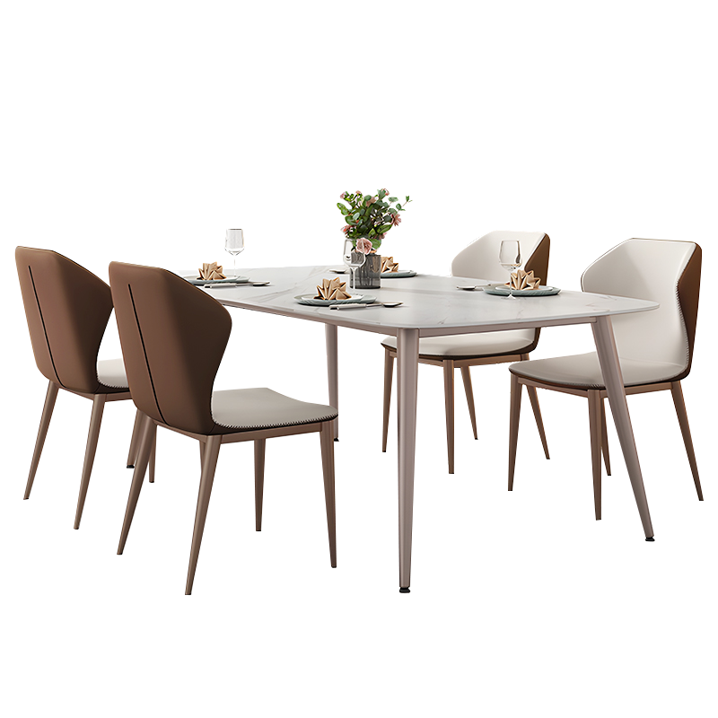 欧梵森 意式新款岩板餐桌现代简约轻奢家用餐厅桌椅小户型长方形岩版一桌四椅餐桌椅组合餐厅家具餐桌椅套装现代简约餐桌