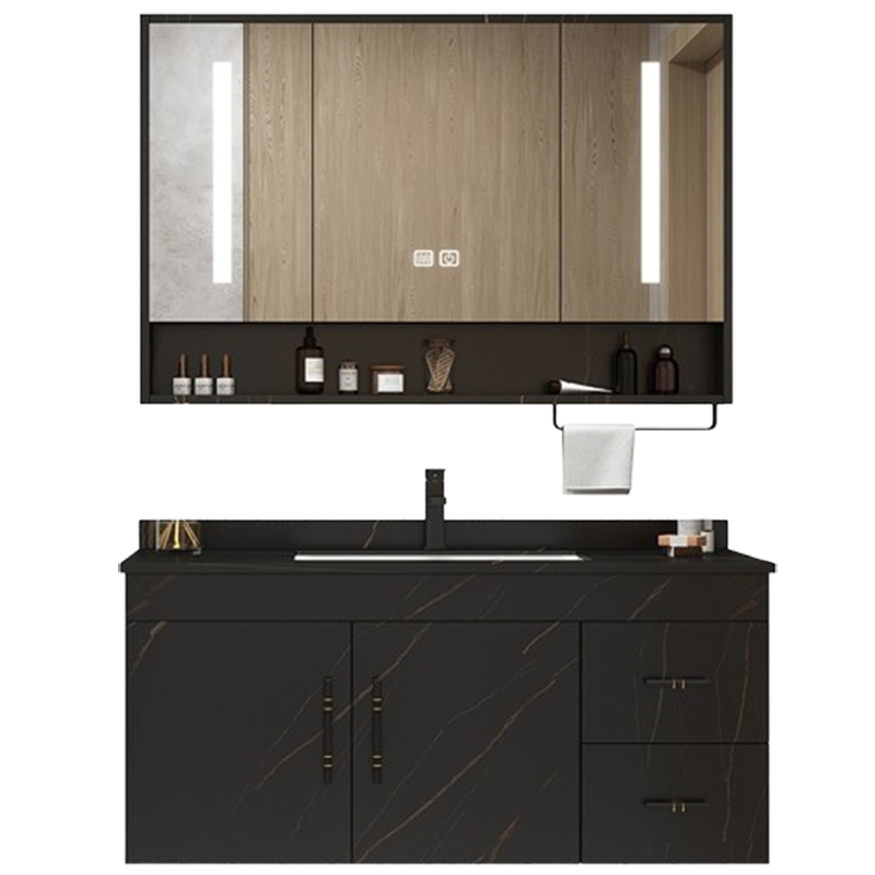 古达轻奢岩板浴室柜组合木现代简约卫生间洗漱台洗手洗脸盆柜套装