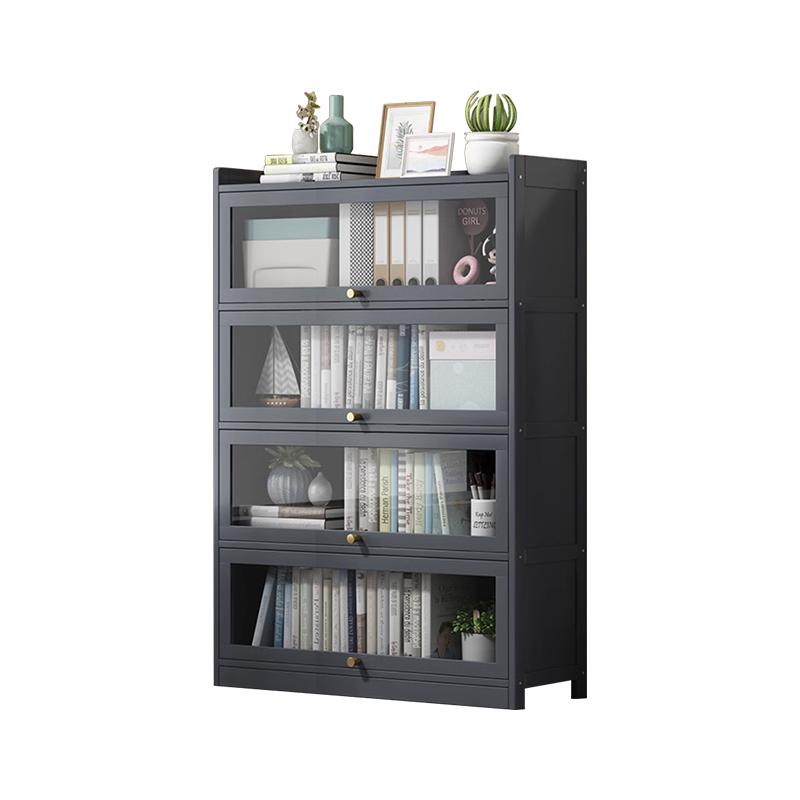 臻远ZY4100916 书架置物架落地简易家用书柜带门防尘储物柜 五层70灰色