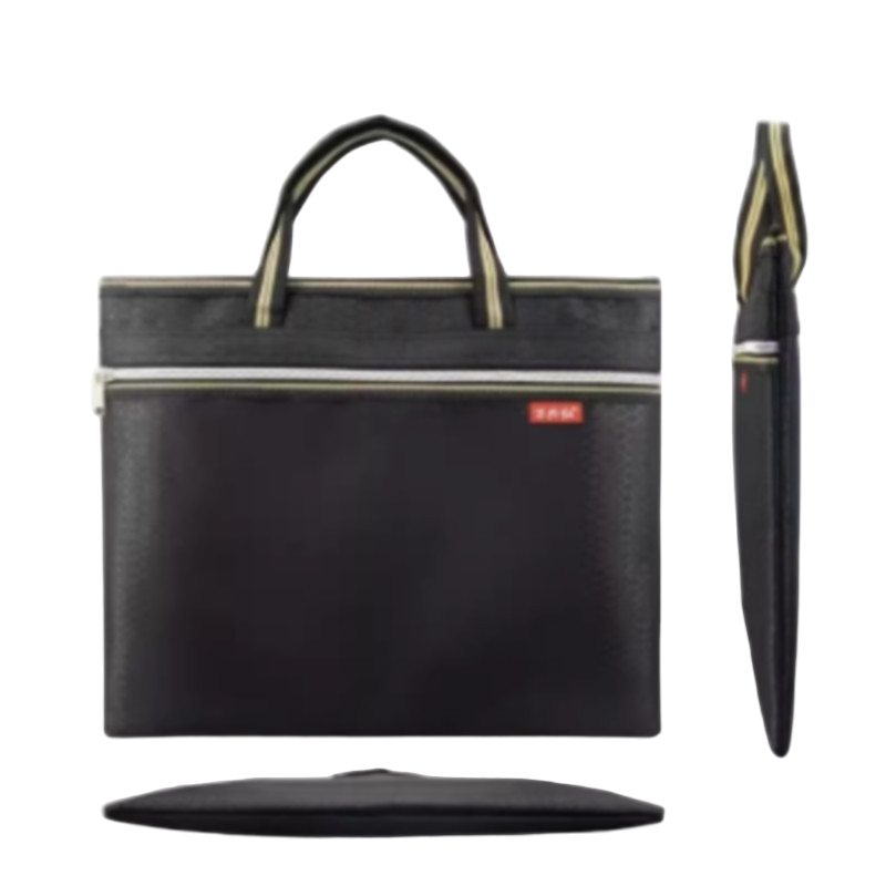 中锐智采 公文包 825足球纹加全内衬布黑色 文包帆布手提袋文件袋手提拉链袋文件包防水手提包