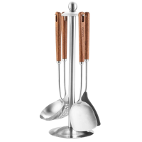 美厨铲勺套装316不锈钢铲勺套装乌檀木铲勺子MCCU0681