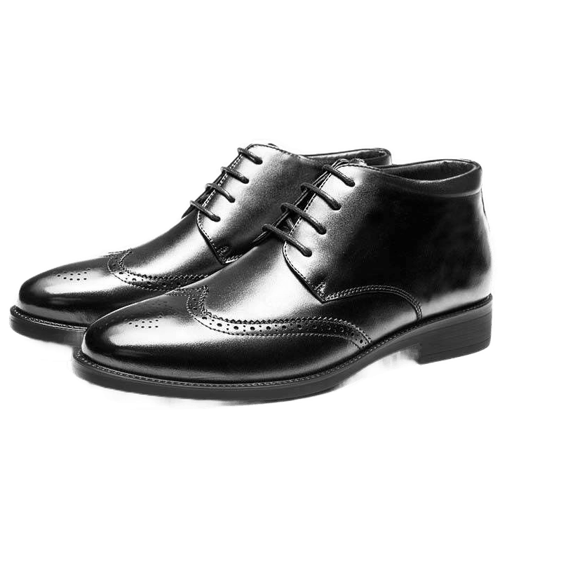 奥康(AOKANG)棉鞋男布洛克鞋冬季高帮鞋保暖加绒棉鞋加厚商务皮鞋英伦棉皮鞋