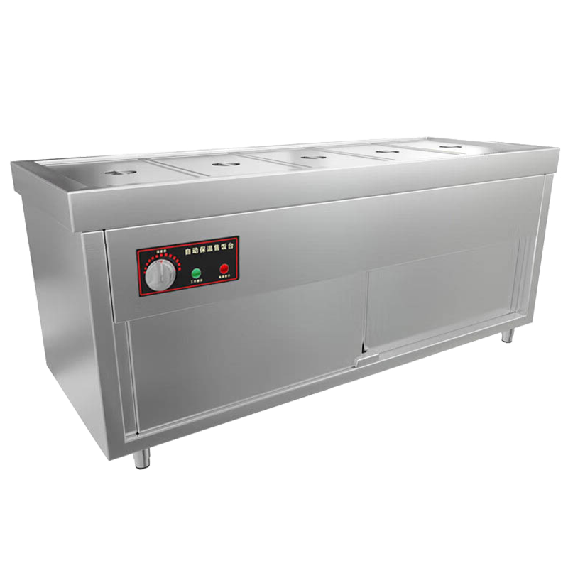 芙伦特商用快餐保温售饭台5格 台式不锈钢快餐车食堂加热台保温汤池柜车 工程款 FLT-BWSFTGT2-0505