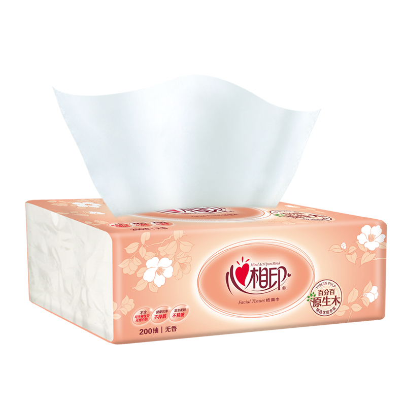 清风(B338AFD)双层200抽盒装面巾纸(206mmx195mm抽)x200抽/盒x3盒/提