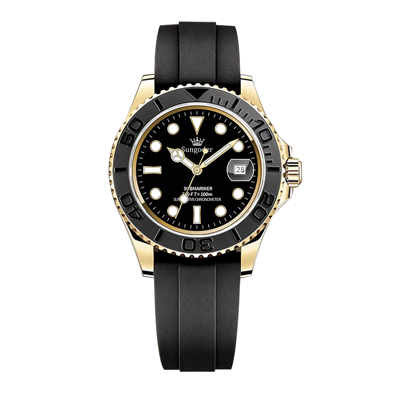 Sungoder奢华时尚男士机械腕表黑色潮流气质手表