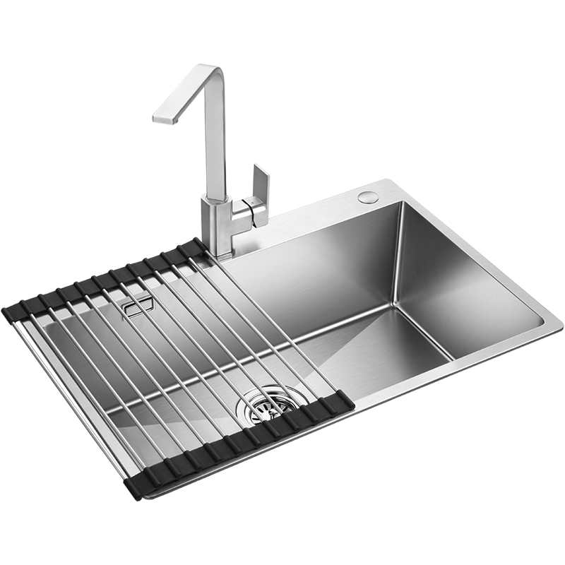 欧琳(OULIN) 水槽单槽手工槽9104 台上盆洗菜盆 厨房水池套装 单槽套餐