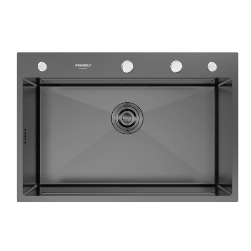 悍高厨房水槽952369T-SB.安格斯B1.打钢砂+PVD哑黑+纳米.304材质.680*460*235MM