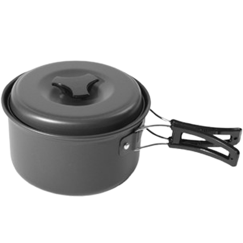 烘焙精灵户外1-2人2-3人套锅便携炉头锅具套装多人锅露营野营野炊炊具_DS-3002-3人套锅-橘色