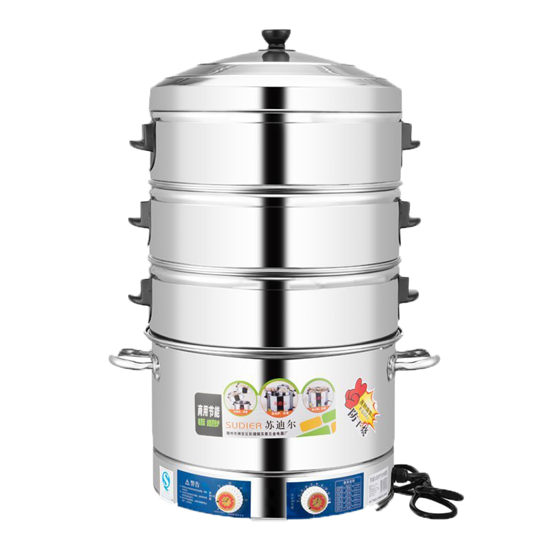 蒸锅大号电蒸锅大容量多功能家用三层蒸馒头超大插电电蒸笼机商用 52cm5层(3档操控+防干烧)特厚不锈钢