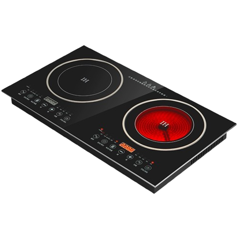 纳丽雅双头电磁炉双灶电陶炉嵌入式台式智能一体灶台家用_双头电陶炉铝合金包边