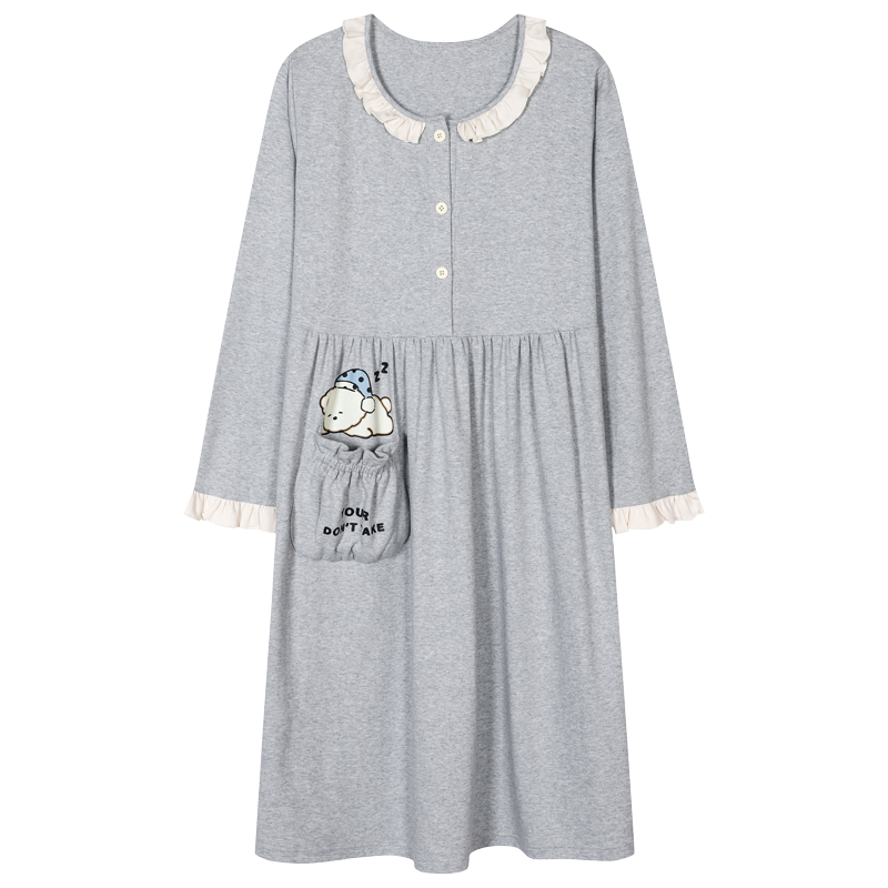 猫人孕妇待产裙春夏季睡衣女纯棉月子服中长款睡裙哺乳带胸垫家居服