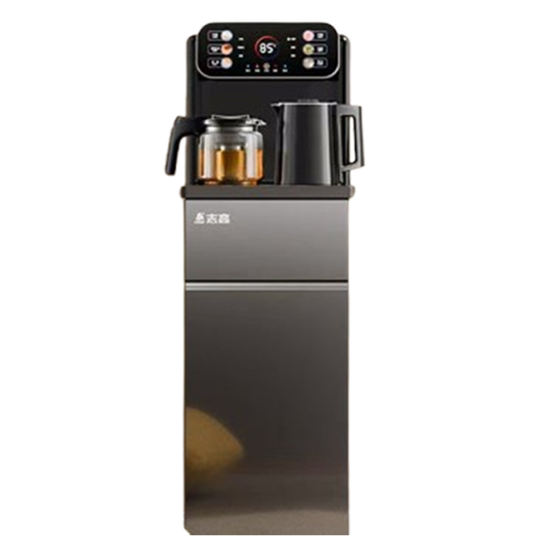 志高(CHIGO)立式智能饮水机家用茶吧机下置水桶冷热多功能全自动茶吧柜_炫彩大屏摩卡棕升级抑菌一键调温遥控大屏_温热