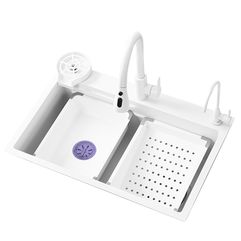 SEREN HOME赛恩卫浴奶白色水槽单槽白色纳米洗菜盆防刮耐磨洗碗槽双阶梯水槽