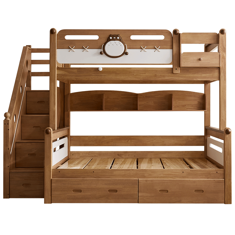 全友家居 实木高低床男孩女孩青少年原木风上下铺床家具