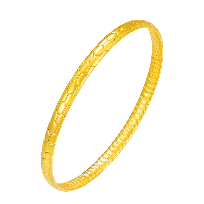 周大福蛇年生肖蛇纹实心黄金足金手镯(工费:1580计价)EOF1264