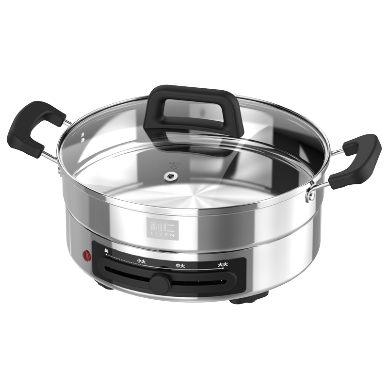 利仁(Liven)电饼铛家庭用电煎锅304不锈钢0涂层电饼档30cm加大55mm加深三明治锅早餐机DJG-J3265
