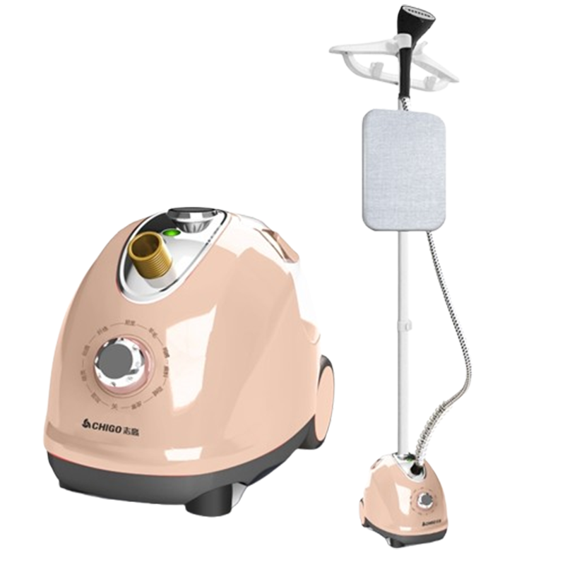 志高(CHIGO)大蒸汽挂烫机家用熨斗烫衣服小型手持熨烫机挂立式电熨斗_升款双杆带烫衣板粉色