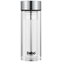 德铂玻璃杯350ml阿隆索茶水分离双层磁吸玻璃杯DEP-875