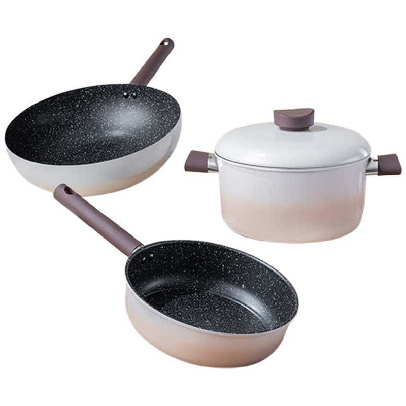 德铂套锅三件套卡布奇诺一套多用不粘锅套锅DEP-949