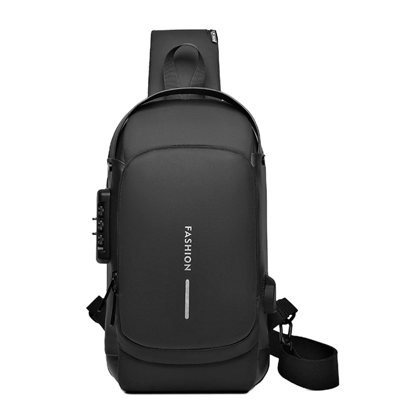 漫山 潮男胸包户外运动包USB充电旅行包休闲防水耐磨单肩斜挎包 MS-7002(个)