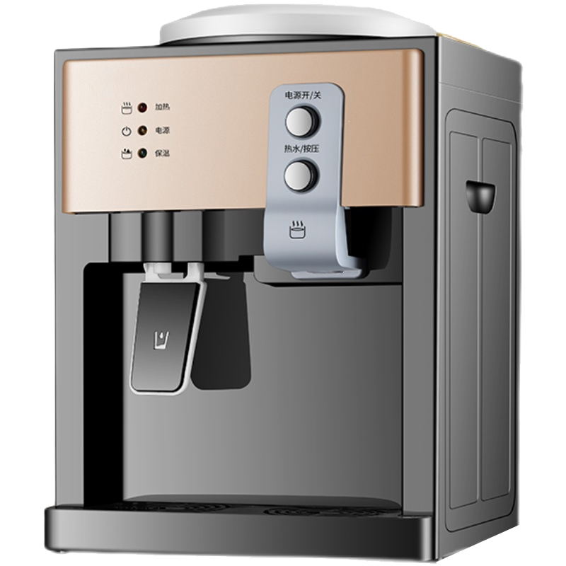 纳丽雅((Naliya)饮水机台式小型家用全自动智能冷热两用桌面桶装水宿舍办公室_专用学生款金色前置开关_温热