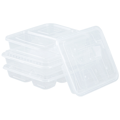 DERUIMAN一次性饭盒分体三格打包盒900ml外卖餐盒