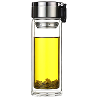 厨小姐双层茶水分离杯便携高硼硅玻璃杯350ml CXJ3609/个(颜色请备注)