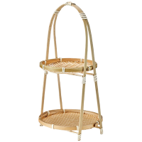 尚烤佳托盘竹编果篮果盘点心茶果盘双层竹编果篮两层SKJ-555