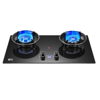 新飞燃气灶双灶家用嵌入式翻盖魔蝶灶液化气天然气猛火台式煤气灶_顶配十腔鸳鸯聚能定时钢化玻璃_天然气