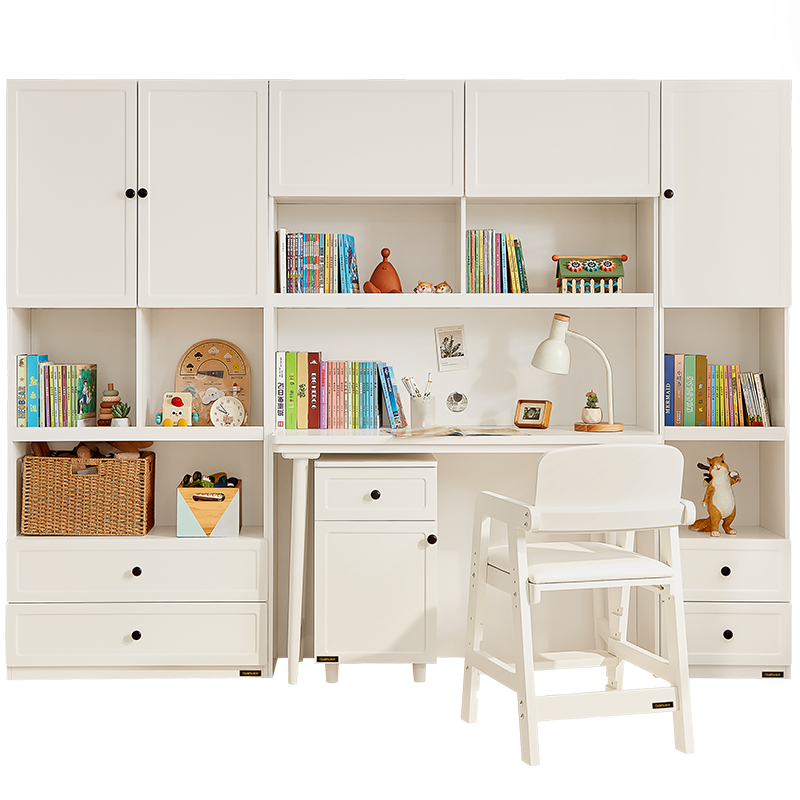 全友家居简约奶油风儿童书桌柜卧室青少年储物柜书桌学习桌