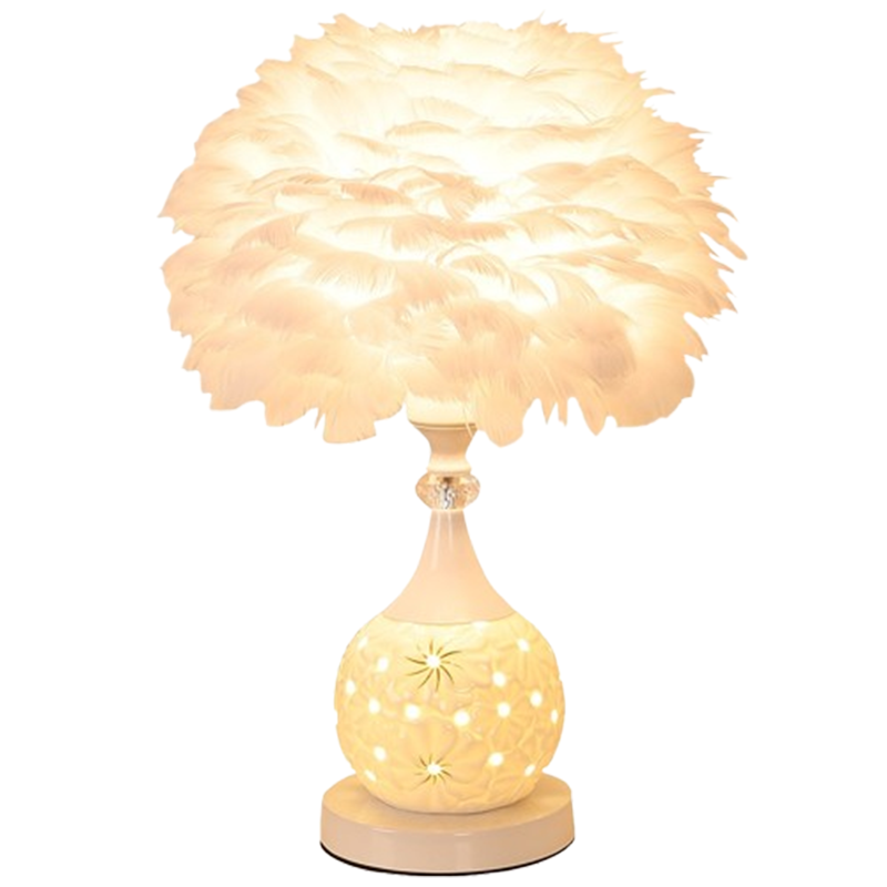 南风北巷羽毛台灯家用卧室北欧简约现代灯温馨浪漫婚房装饰结婚床头小夜灯
