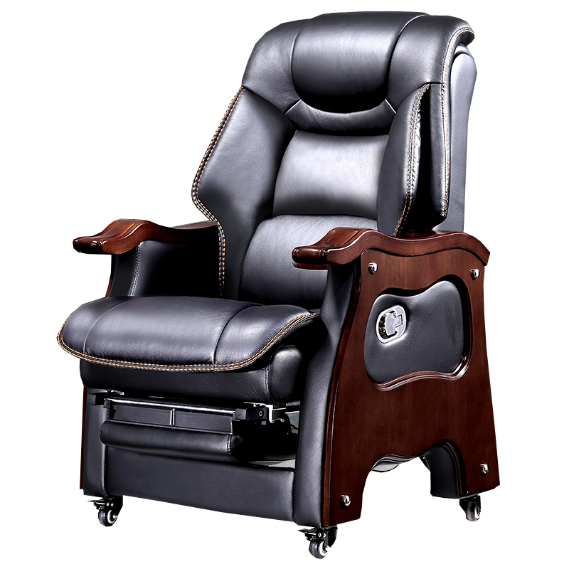 戴劲 老板椅商务总裁办公椅按摩椅皮大班椅可躺电脑椅进口牛皮搁脚按摩