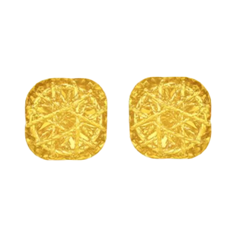周大福 爆闪方糖耳钉 足金黄金实心耳钉(工费:320计价)F229665