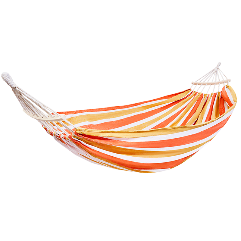 尚烤佳双人木杆吊户外加宽帆布彩虹吊床床飘逸橙SKJ-572