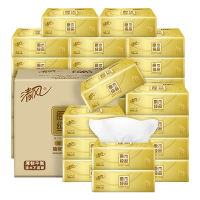 清风抽纸金装原木3层100抽2包餐巾纸纸抽面值大包家用实惠装纸巾