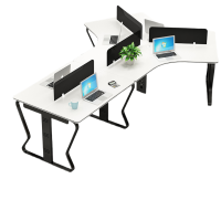 锦北 5人位不含柜椅职员办公桌椅组合简约现代5人位屏风工位屏风隔断电脑桌卡位员工桌 异形5人位不含柜椅