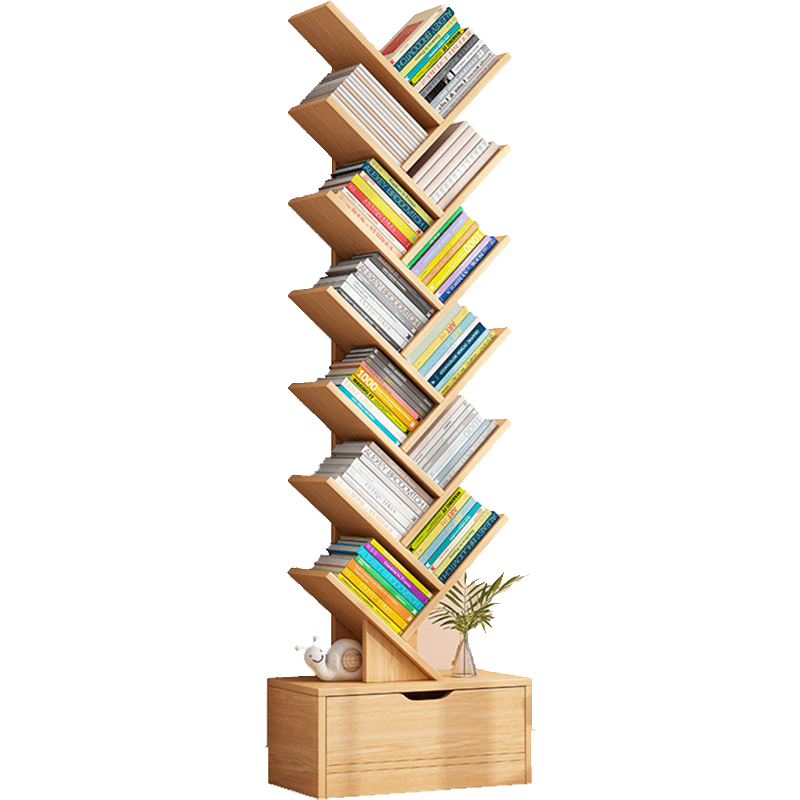 藤印象简易书架置物架落地客厅家用储物架子卧室靠墙树形收纳架小型书柜