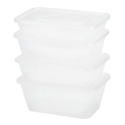 DERUIMAN一次性饭盒方形透明打包盒500ml带盖餐盒