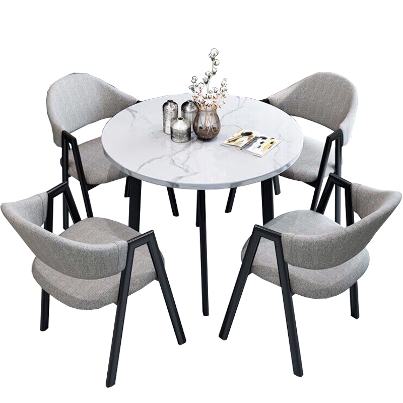 锦北 洽谈桌简约奶茶店桌椅组合休息区谈判桌北欧风会客接待桌 组合五