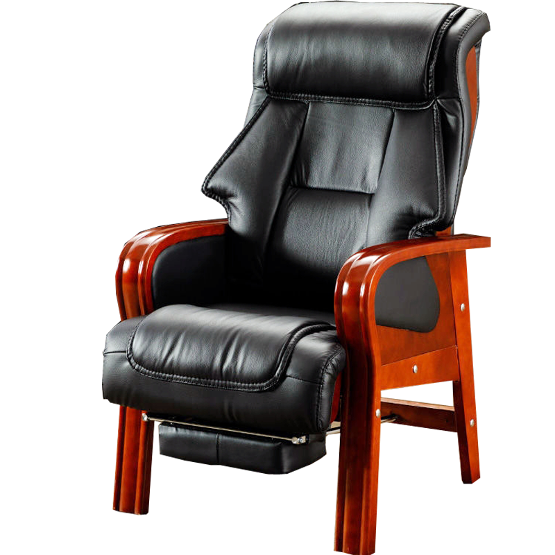 晋舰 老板椅经理椅办公椅可躺座椅大班椅四脚老人椅 进口牛皮+脚踏按摩