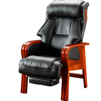 晋舰 老板椅经理椅办公椅可躺座椅大班椅四脚老人椅 进口牛皮+脚踏按摩